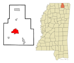 Tippah County Mississippi Incorporated and Unincorporated areas Ripley Highlighted